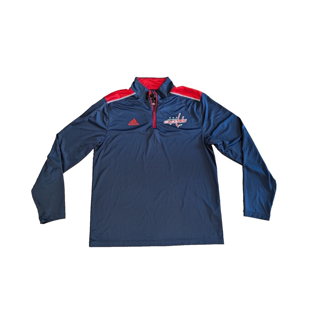 Washington Capitals 1/4 Zip Adidas Pullover Men's L Navy Blue Lightweight NHL